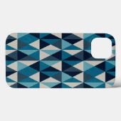 青い白い黒い幾何学的ひし形パターン Case-Mate iPhoneケース (裏面 (横))