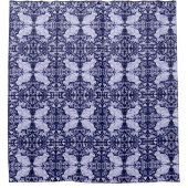 青い白うさぎ鳥タイル張りシャワーカーテンデダム シャワーカーテン (正面)