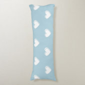 青い白かわいいシンプルハート ボディピロー (正面縦)