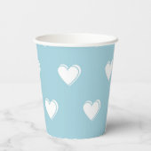 青い白かわいいシンプルハート 紙コップ (裏面)