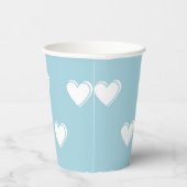青い白かわいいシンプルハート 紙コップ (右)