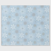 青い白かわいらしいクリスマスの雪の結晶のギフトラップ ラッピングペーパー (フラット)