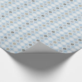 青い白かわいらしいクリスマスの雪の結晶のギフトラップ ラッピングペーパー (角)