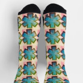 青い白とピンクの"Star of Life" Ems socks ソックス (上部)