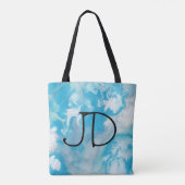 青い白と灰色の大理石のパターン トートバッグ (裏面)