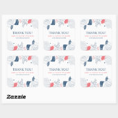 青い白と珊瑚赤色の熱帯フローラ枠 スクエアシール (シート)