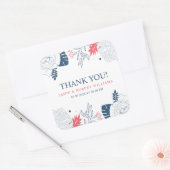 青い白と珊瑚赤色の熱帯フローラ枠 スクエアシール (封筒)