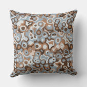 青い白と茶色の幾何学的抽象芸術 クッション (裏面)