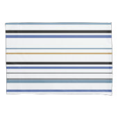 青い白と金ゴールドのビーチ沿岸ストライプ枕C 枕カバー (正面左)