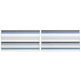 青い白と金ゴールドビーチ沿岸ストライプ 枕カバー