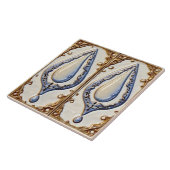 青い白と金ゴールド水滴バスルームのタイル タイル (側面)