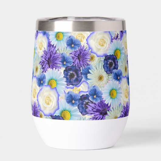 青い白と黄色の花フローラコラージュ (背面)