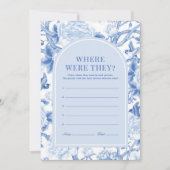青い白どこ彼らはブライダルシャワーゲームカード 招待状 (正面)