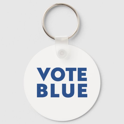 青い白に投票 キーホルダー (正面)