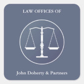 青い白のはかりで測正義 |弁護士 スクエアシール (正面)