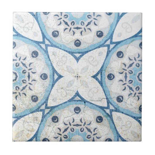 青い白のひび動揺して割れた石 – モザイクの外観 タイル (正面)