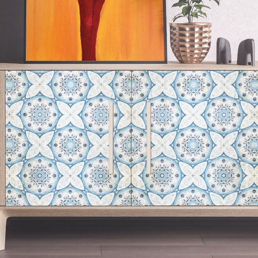 青い白のひび動揺して割れた石 – モザイクの外観 薄葉紙