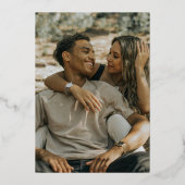 青い白のアネモネ結婚の水彩写真 箔招待状 (裏面)