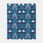 青い白のジオメトモダンリ フリースブランケット (正面)