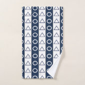 青い白のストライプ三角形 バスタオルセット (ハンドタオル)