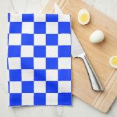 青い白のチェッ市松模様にクパターン キッチンタオル (四つ折り)