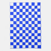 青い白のチェッ市松模様にクパターン キッチンタオル (縦)