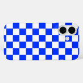 青い白のチ市松模様にェックiPhoneケース Case-Mate iPhoneケース (裏面 (横))