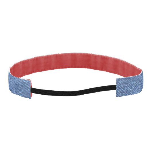 青い白のデニムテクスチャルックイメージ アスレチックヘッドバンド (裏面)