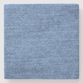 青い白のデニムテクスチャルックイメージ ストーンコースター (正面)