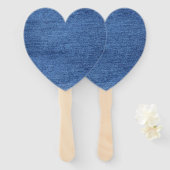 青い白のデニムテクスチャルックイメージ ハンドファン (正面&裏面)