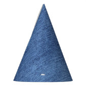 青い白のデニムテクスチャルックイメージ パーティーハット (左)