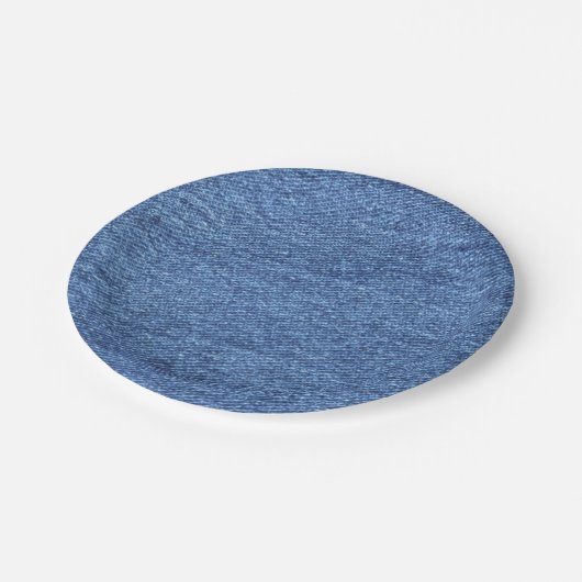 青い白のデニムテクスチャルックイメージ ペーパープレート (アングル)