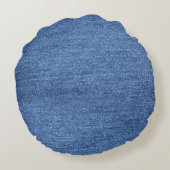 青い白のデニムテクスチャルックイメージ ラウンドクッション (裏面)