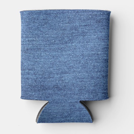 青い白のデニムテクスチャルックイメージ 缶クーラー (正面)