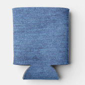 青い白のデニムテクスチャルックイメージ 缶クーラー (裏面)