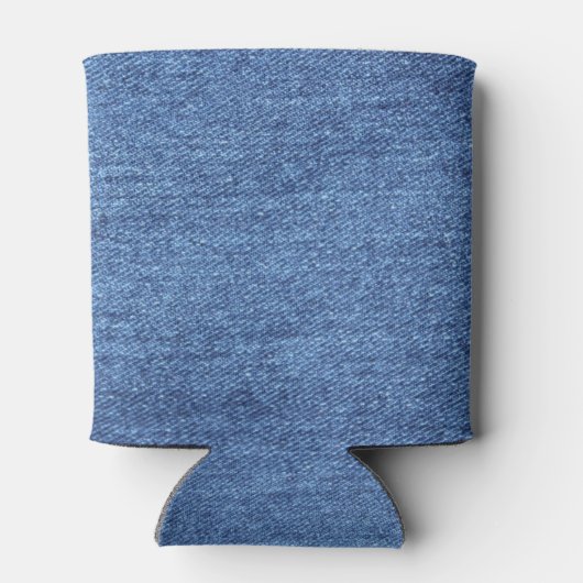 青い白のデニムテクスチャルックイメージ 缶クーラー (裏面)