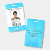 青い白のナースAide CNA写真ID名バッジ バッジ (正面＆裏面)