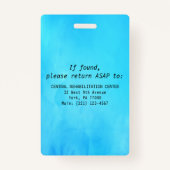 青い白のナースAide CNA写真ID名バッジ バッジ (裏面)