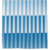 青い白のパタストライプのーン シャワーカーテン (正面)