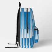 青い白のパタストライプのーン プリントバックパック (左)