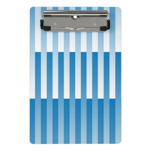 青い白のパタストライプのーン ミニクリップボード (正面)