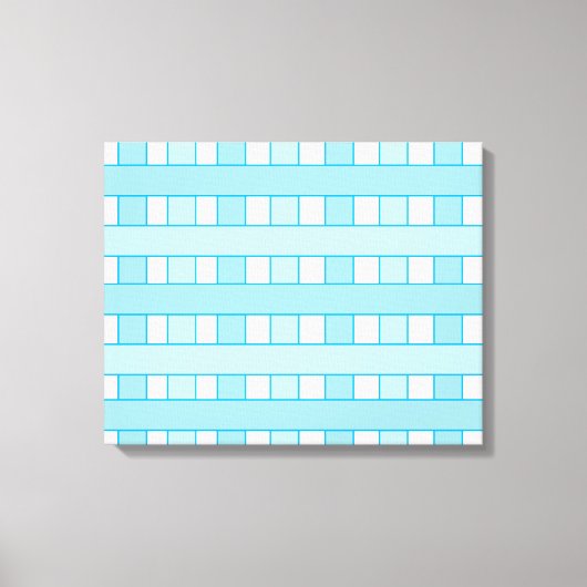 青い白のパ市松模様にターン キャンバスプリント (正面)