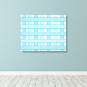 青い白のパ市松模様にターン キャンバスプリント (インサイチュ (ウッドフロア))