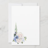 青い白のフローラアーチ結婚式の日付を保存 セーブザデート (裏面)