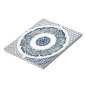 青い白のフローラ中国の丸 ノートパッド (回転)