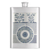 青い白のフローラ中国の丸 フラスク (正面)
