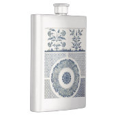 青い白のフローラ中国の丸 フラスク (右)