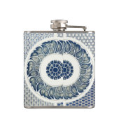 青い白のフローラ中国の丸 フラスク (裏面)