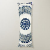 青い白のフローラ中国の丸 ボディピロー (正面縦)