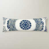 青い白のフローラ中国の丸 ボディピロー (正面)